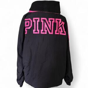Vintage Victoria’s Secret PINK Windbreaker Jacket — Neon Pink Y2K Cozy (M)